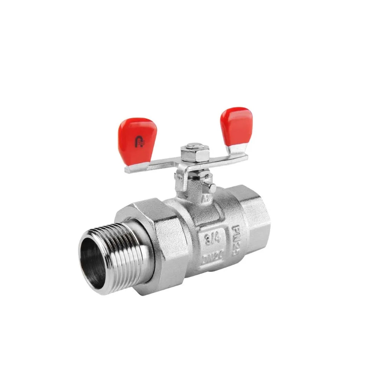 Armatura Kraków Zawór kulowy PP i N-W ze śrubunkiem i motylkiem i dławikiem 3/4"