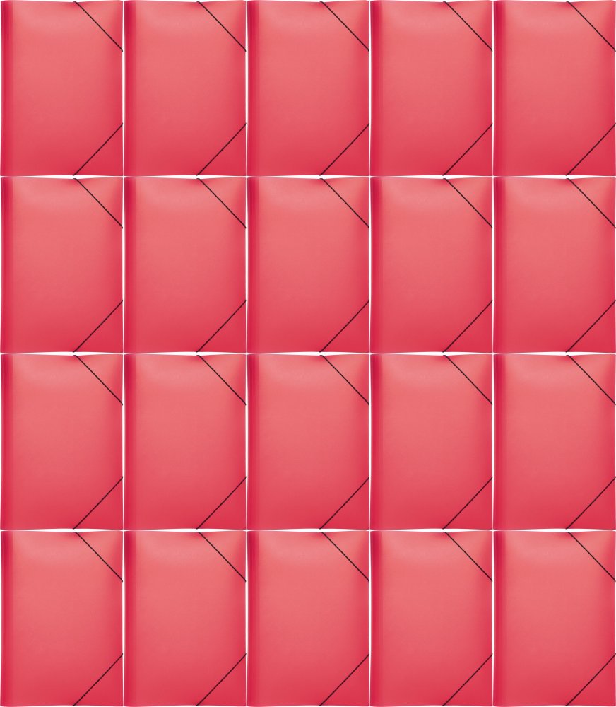 20x Teczka plastikowa z gumką Pagna, A4, 3 skrzydłowa, czerwony