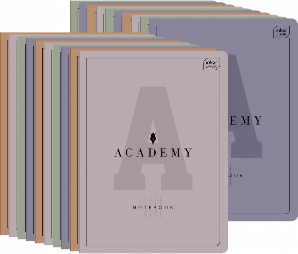 20x Zeszyt w kratkę Interdruk Academy, A5, 32 kartki, mix kolorów