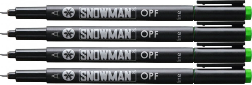 4x Foliopis permanentny Snowman OPF, cienki, 0.5mm, zielony