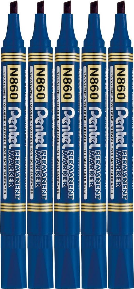 5x Marker permanentny Pentel N860, ścięta, 4.5mm niebieski