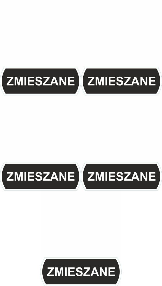 5x Etykieta (naklejka) na kosz do segregacji Merida DX675, "zmieszane", 10x3.5cm, 1 sztuka