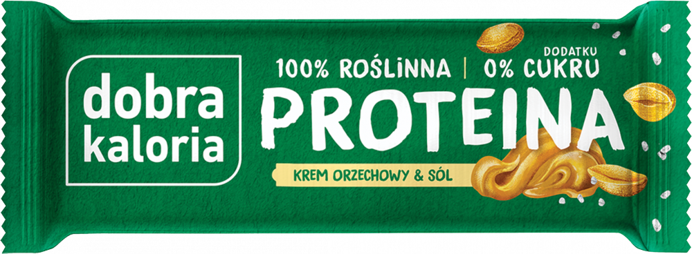 Baton proteinowy dobra kaloria Proteina, krem orzechowy i sól, bez cukru, 45g