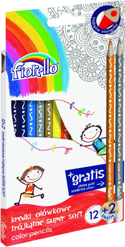Kredki ołówkowe Fiorello Super Soft, 12 kolorów + 2 gratis