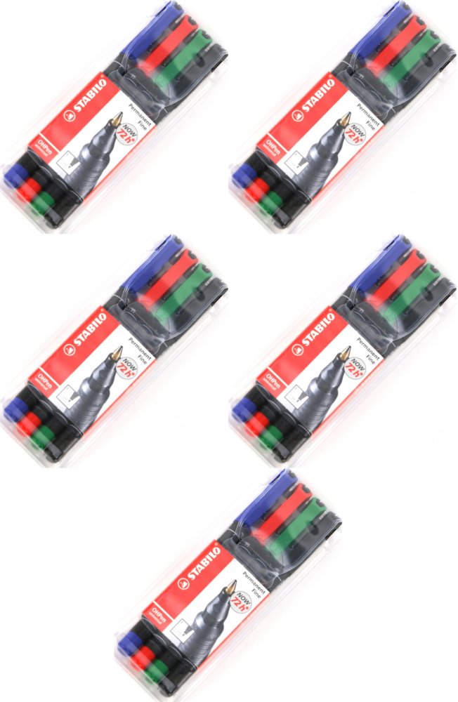 5x Foliopis Stabilo, OHPen, okrągła, 0.7 mm (F), 4 sztuki, mix kolorów