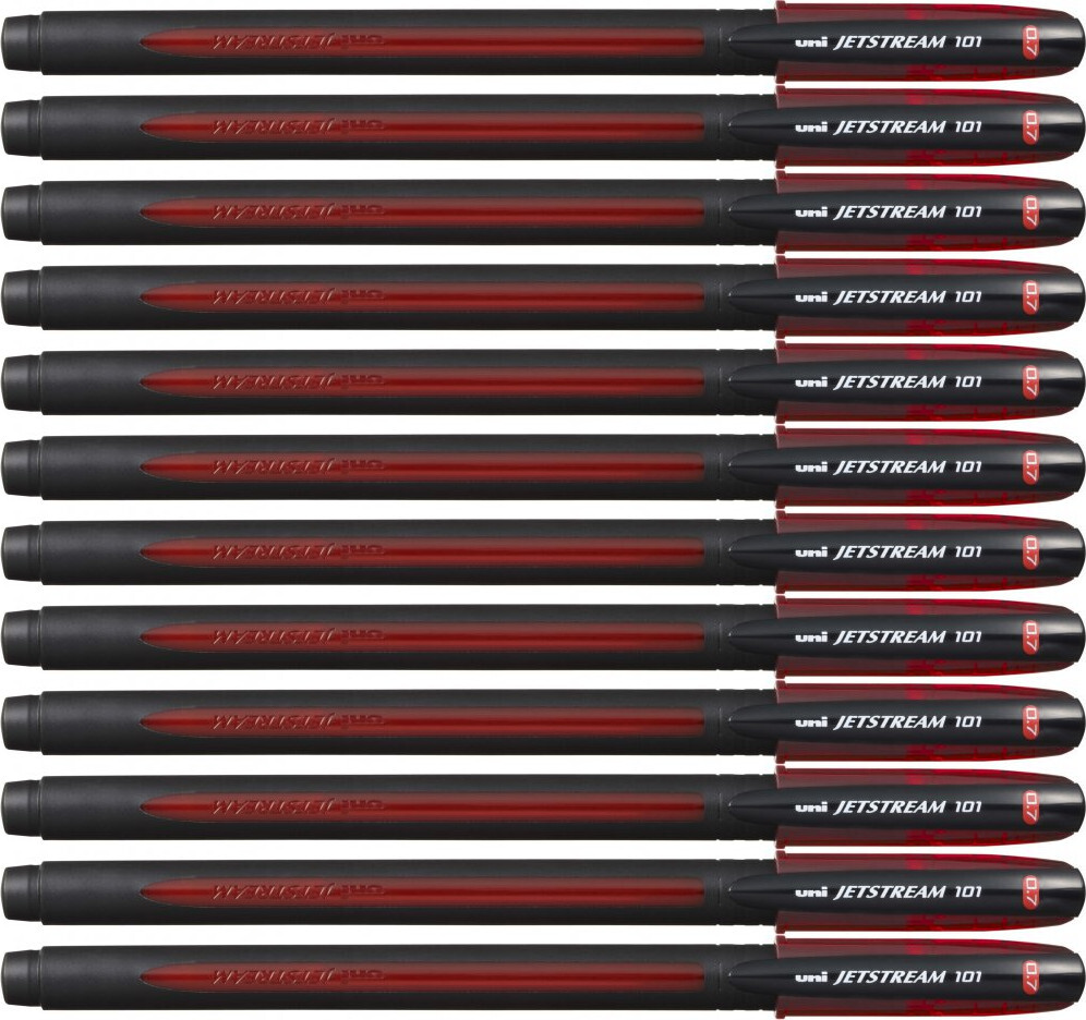 12x Pióro kulkowe UNI SX-101 Jetstream, 0.7mm, czerwony
