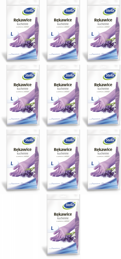 10x Rękawice kuchenne Stella, rozmiar L, lawendowe, 1 para, fioletowy