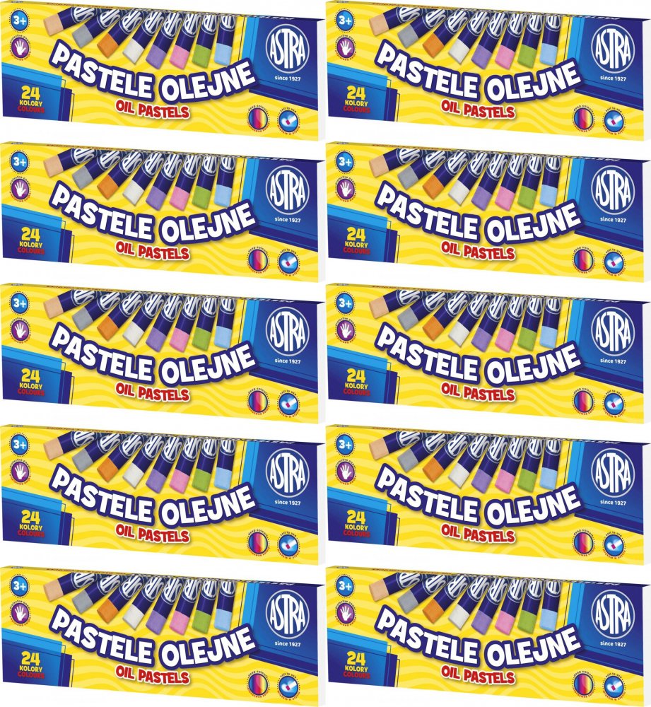 10x Pastele olejne Astra, 24 sztuki, mix kolorów