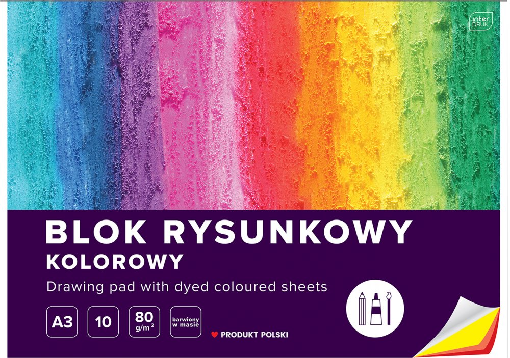 Blok rysunkowy Interdruk, A3, 10 kartek, kolorowy, mix wzorów