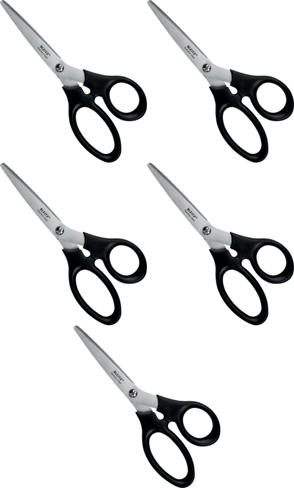 5x Nożyczki Leitz, ze stali nierdzewnej, 18.5cm, czarny