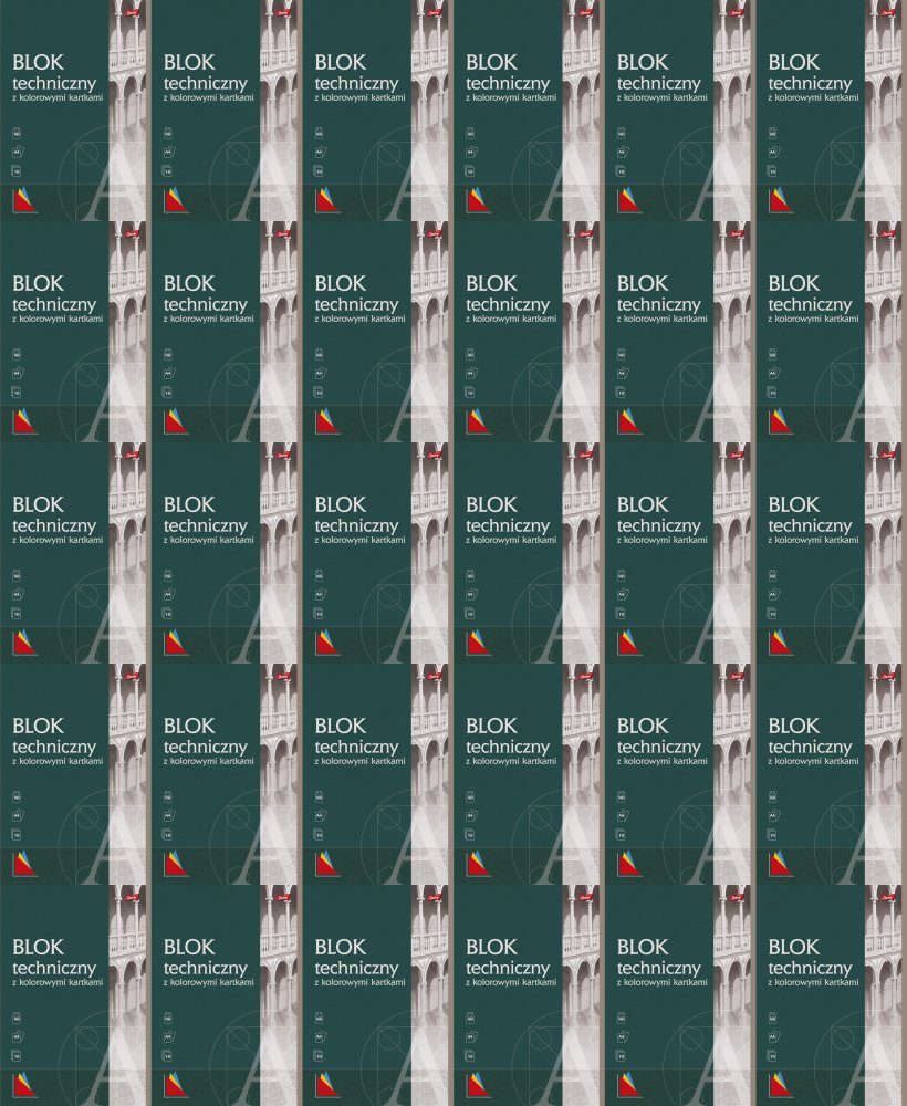 100x Blok techniczny Unipap, A4, 10 kartek, kolorowy, barwiony w masie