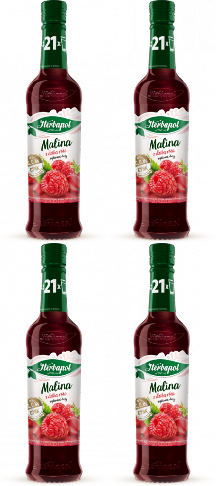 4x Syrop Herbapol Owocowa Spiżarnia, malina z dziką różą, 420 ml