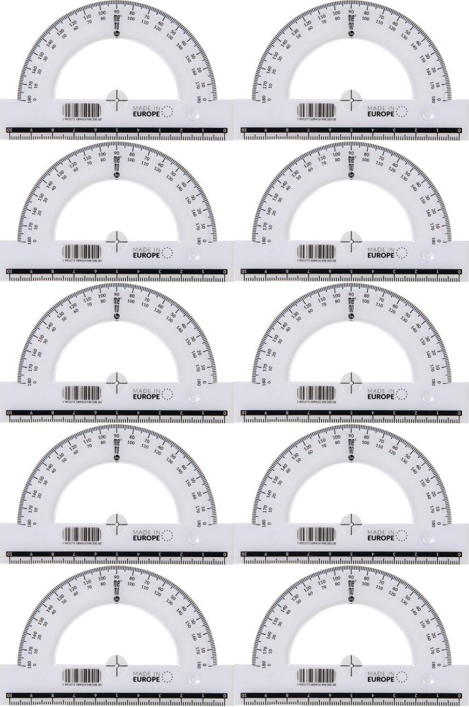 10x Kątomierz MemoBe by Pratel, 10cm, 180 stopni, transparentny