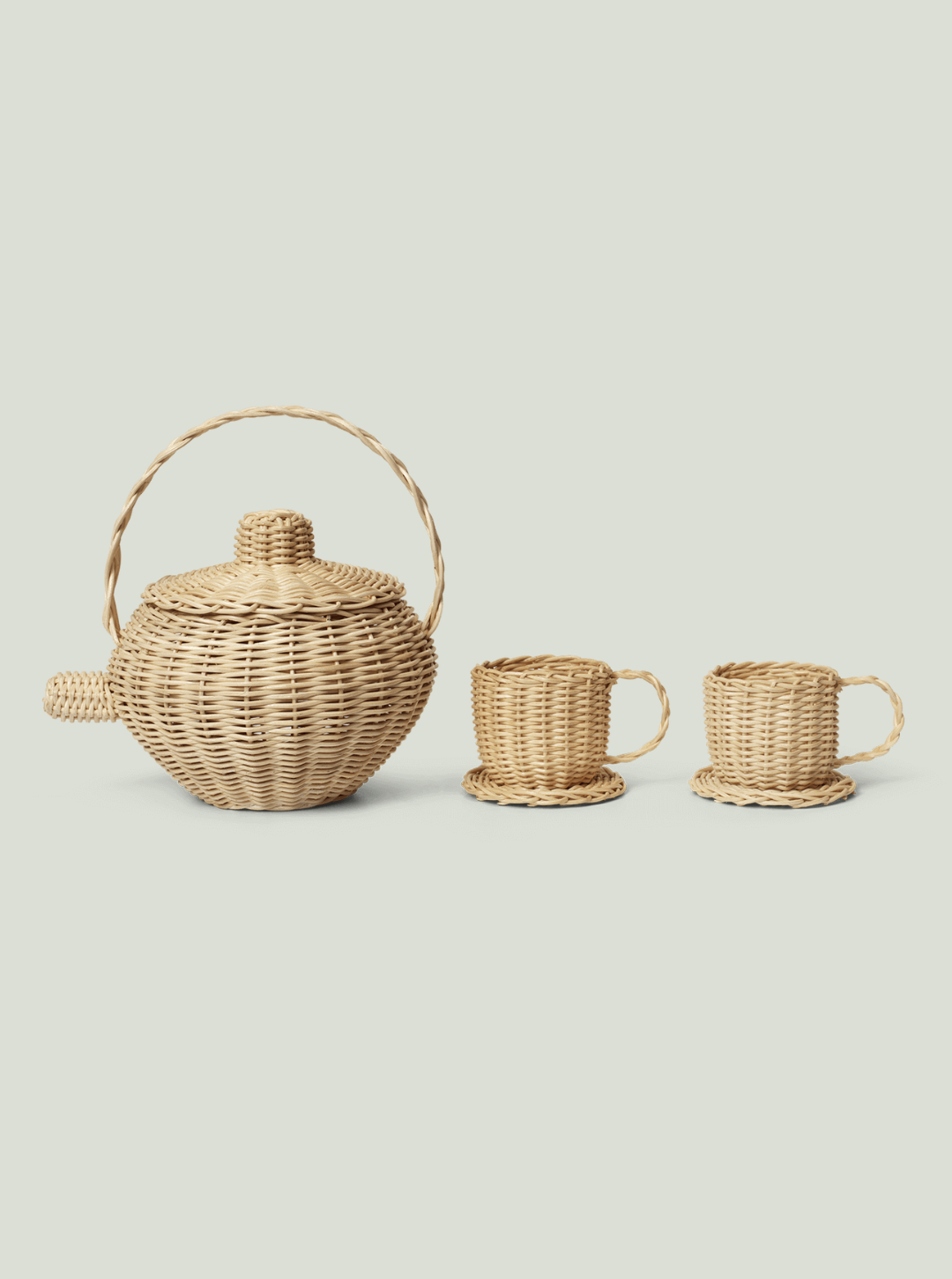 Zestaw do serwowania Rattan Tea Set - Natural Ferm Living Kids