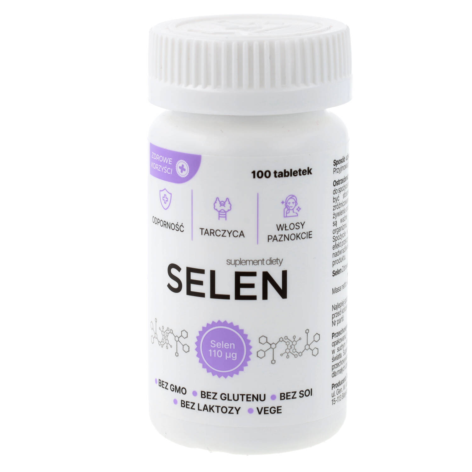 Zdrowe korzyści - selen, 100 tabletek