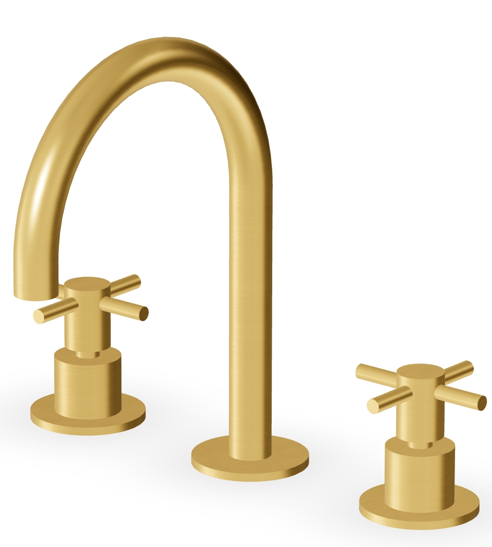 Zucchetti Helm bateria umywalkowa stojąca 3-otworowa złoto szczotkowane ZHM515.XP41