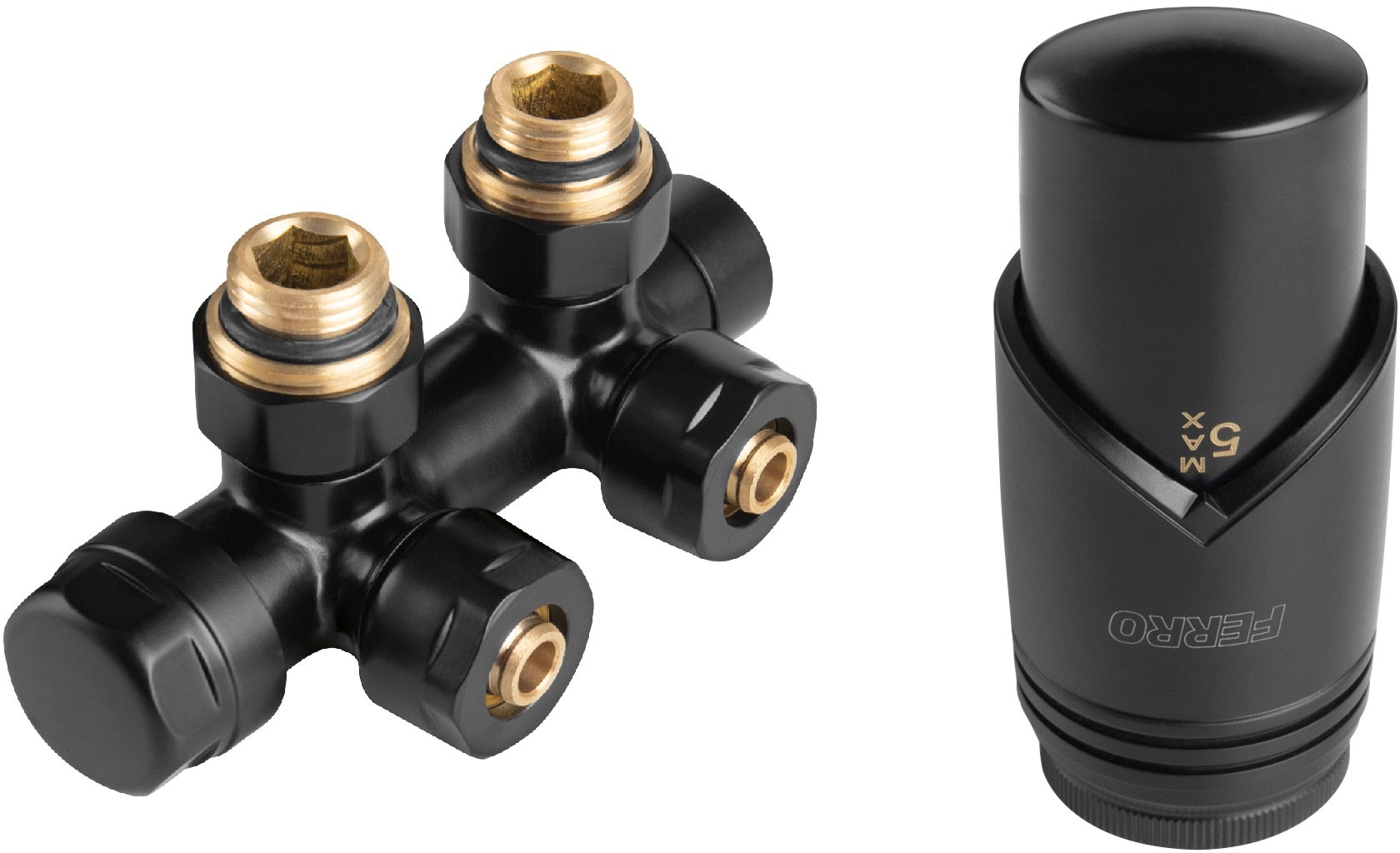 Ferro zestaw termostatyczny zespolony kątowy czarny połysk ZTD30BL - Wysyłka w 24h