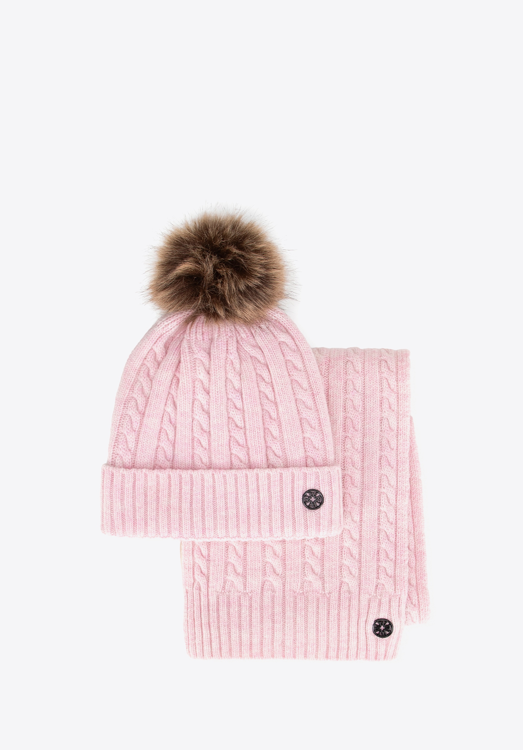 Damski zestaw zimowy z wełną różowy