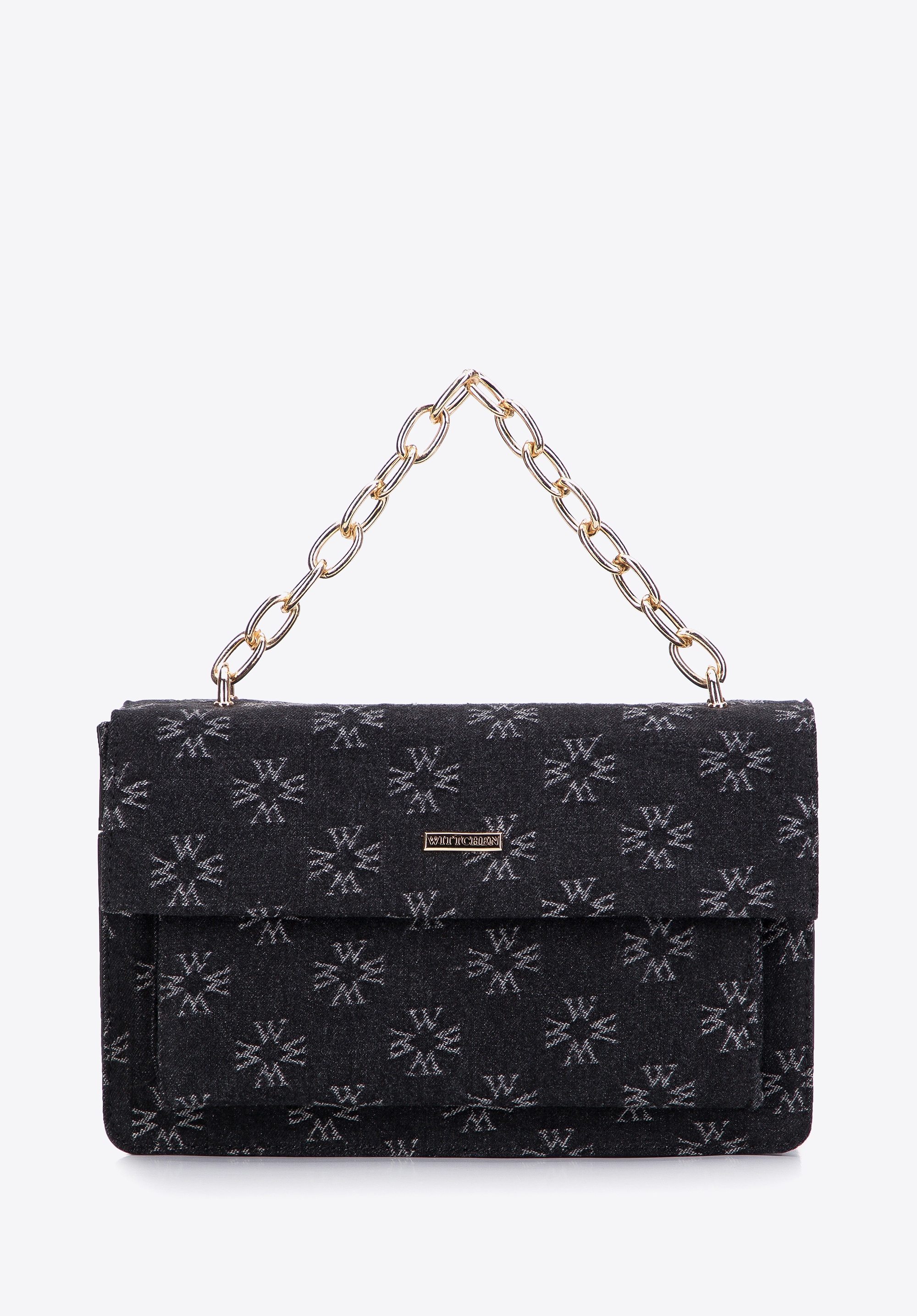 Damska listonoszka dżinsowa w monogram czarna