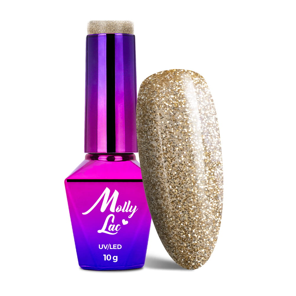 Lakier hybrydowy LED/UV Gel Polish MollyLac Queens Of Life Nr 38 Rich Gold 10 g