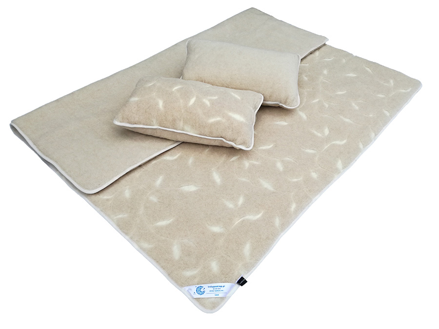 Pościel wełniana camel jasny benjamin/camel jasny (kołdra 180x200, 2x poduszka 50x60) (+-5cm)