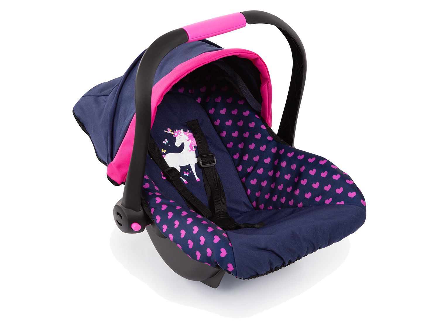 Bayer Design Fotelik samochodowy nosidełko dla lalek, ze składanym daszkiem Jednorożec