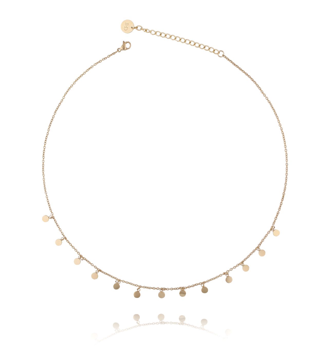 Naszyjnik złoty z dyskami ze stali szlachetnej - By Dziubeka