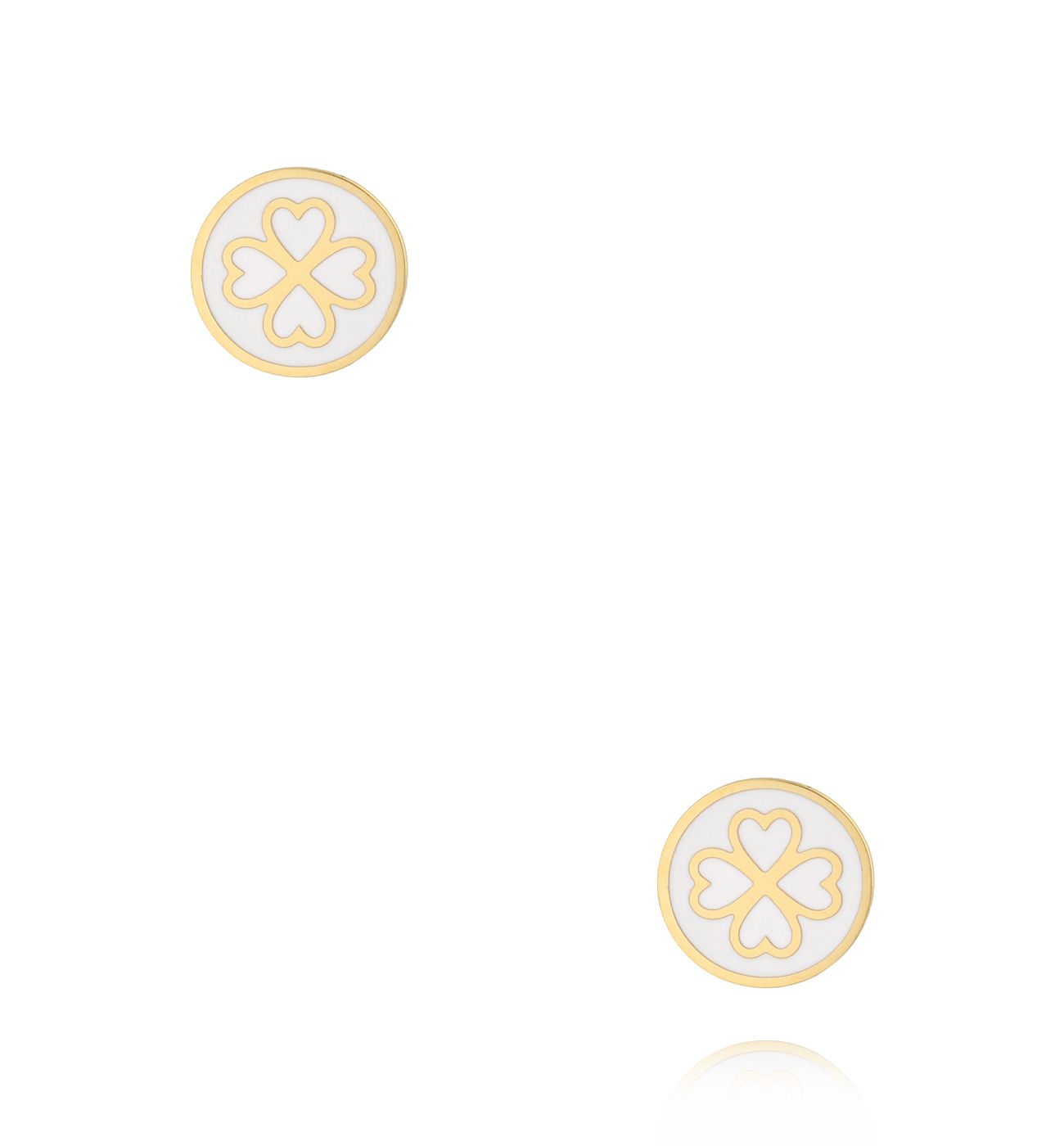 Kolczyk z koniczynkami i białą emalią - By Dziubeka