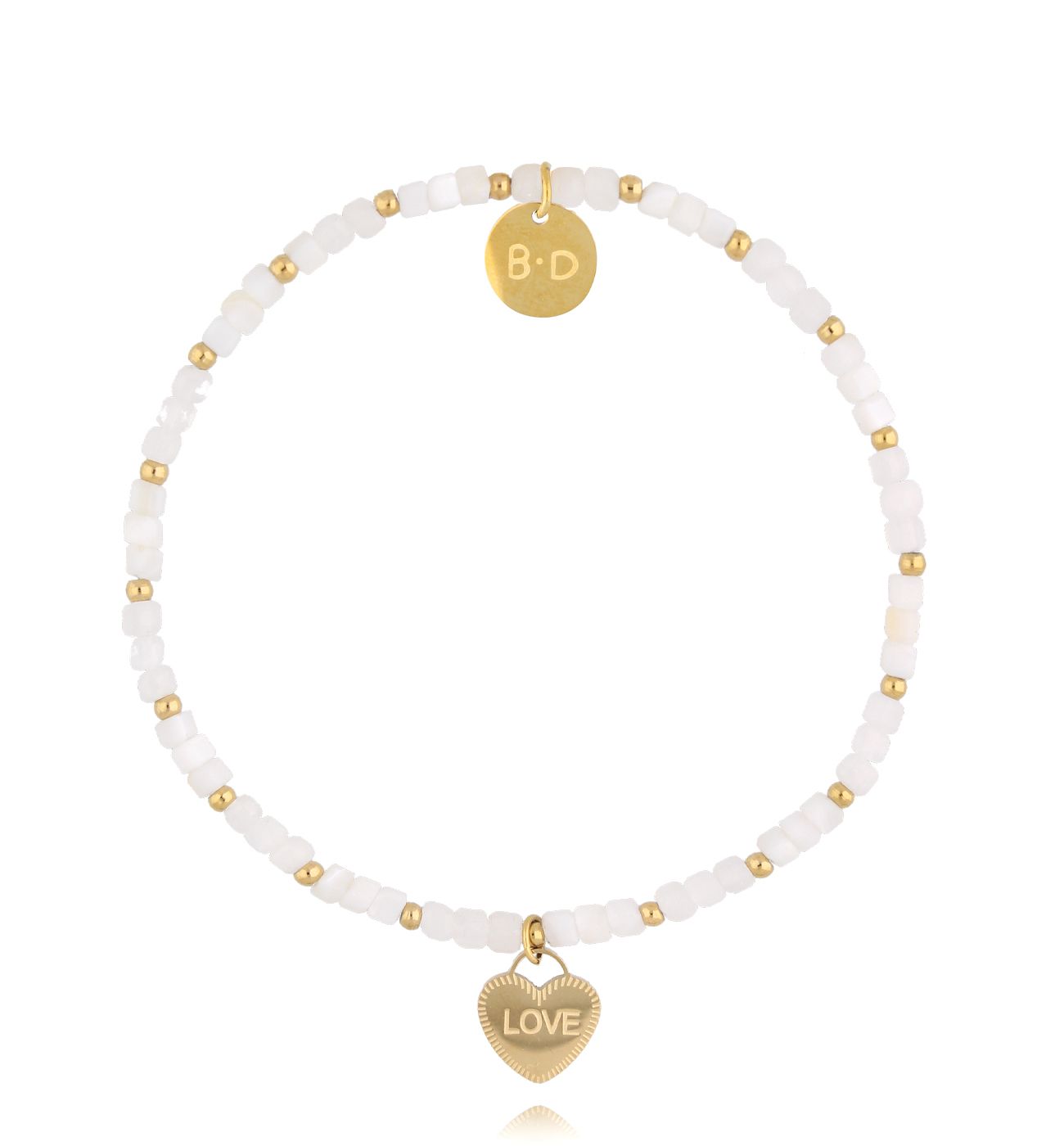 Bransoletka z kamieniami księżycowymi i serduszkiem - By Dziubeka