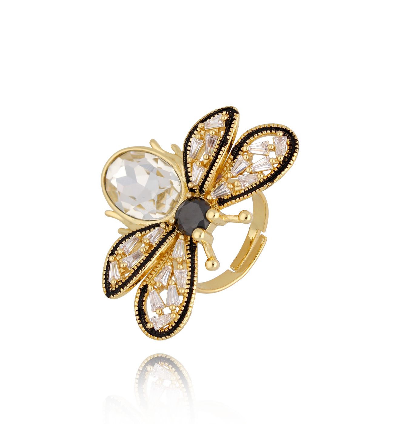 Pierścionek z transparentnym kryształowym owadem Prado PMI0113