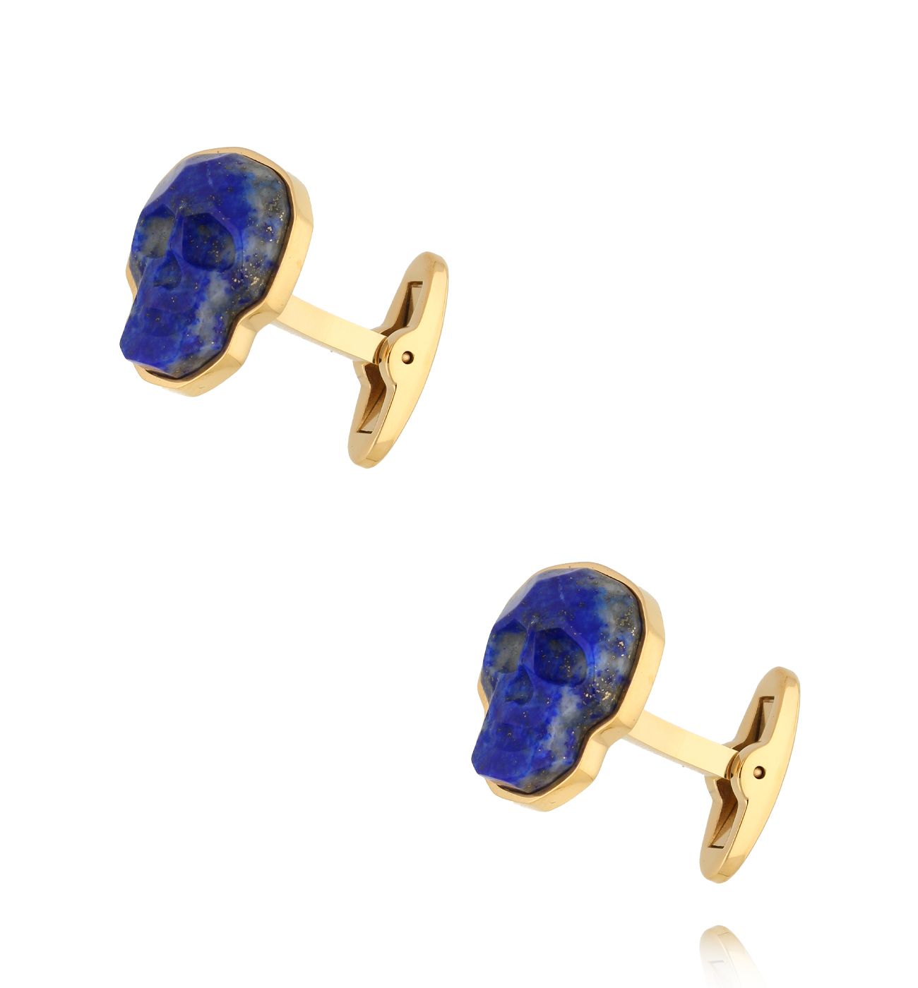 Spinki do mankietów czaszki z lapisem lazulim złote SMITC0001 - By Dziubeka