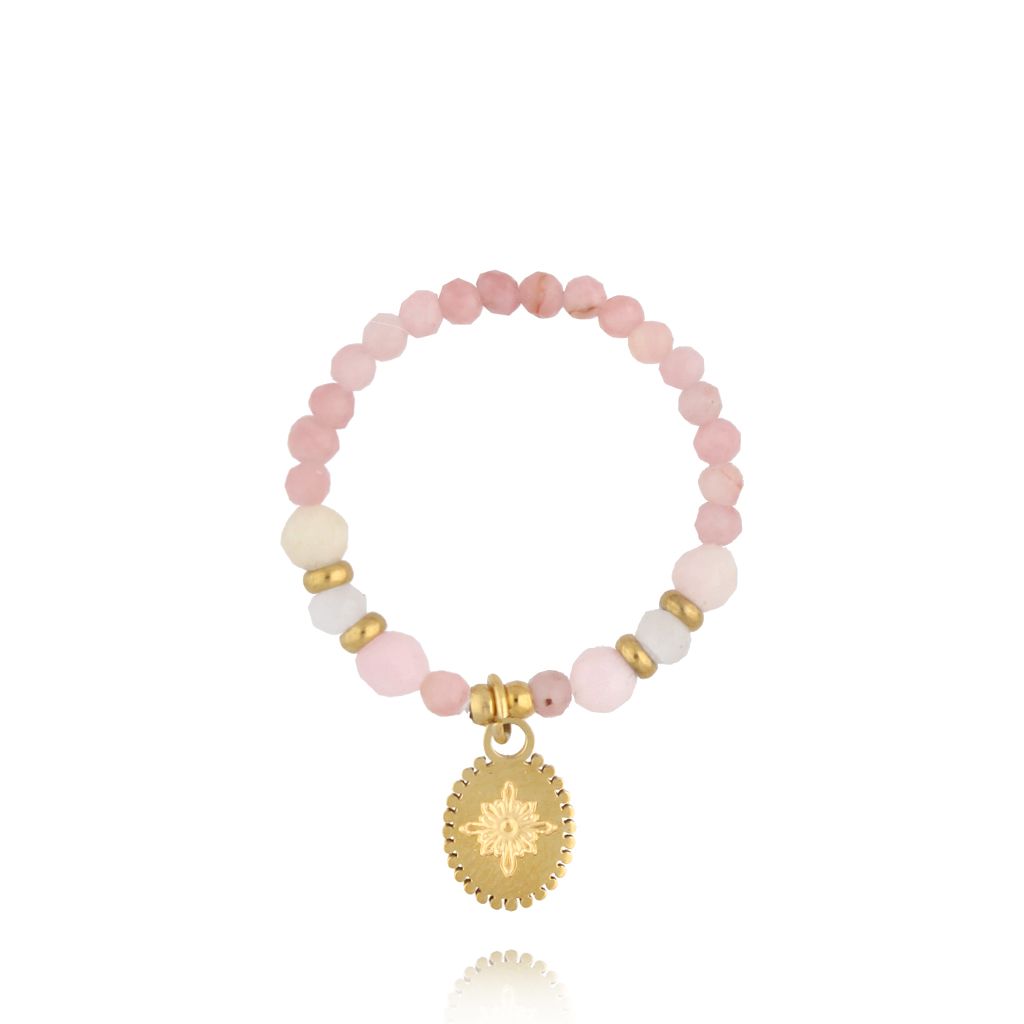 Pierścionek z różowymi opalami - By Dziubeka