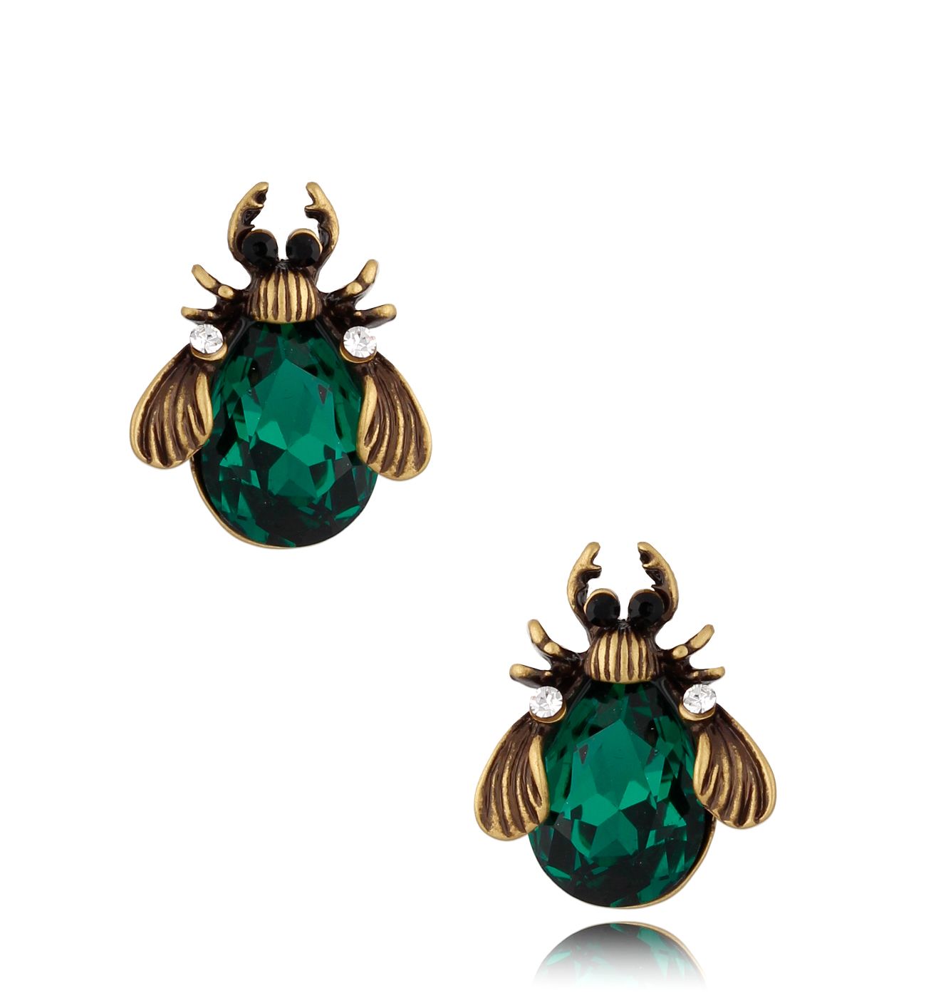 Kolczyki ze szmaragdowymi owadami Midnight KMI0252