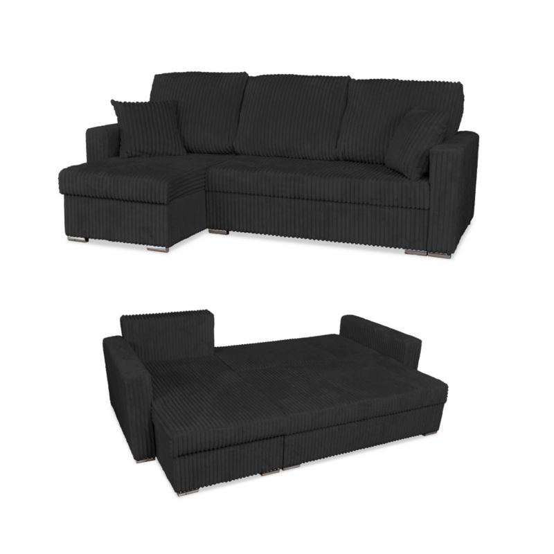 Narożnik wypoczynkowy do salonu rozkładany Family Meble Rene czarny 1szt