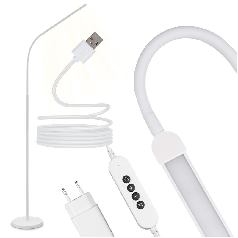 Lampa Stojąca Lumiled Podłogowa Stołowa LED 14W CCT Ściemnialna z Regulacją Wysokości Biała 1 szt.