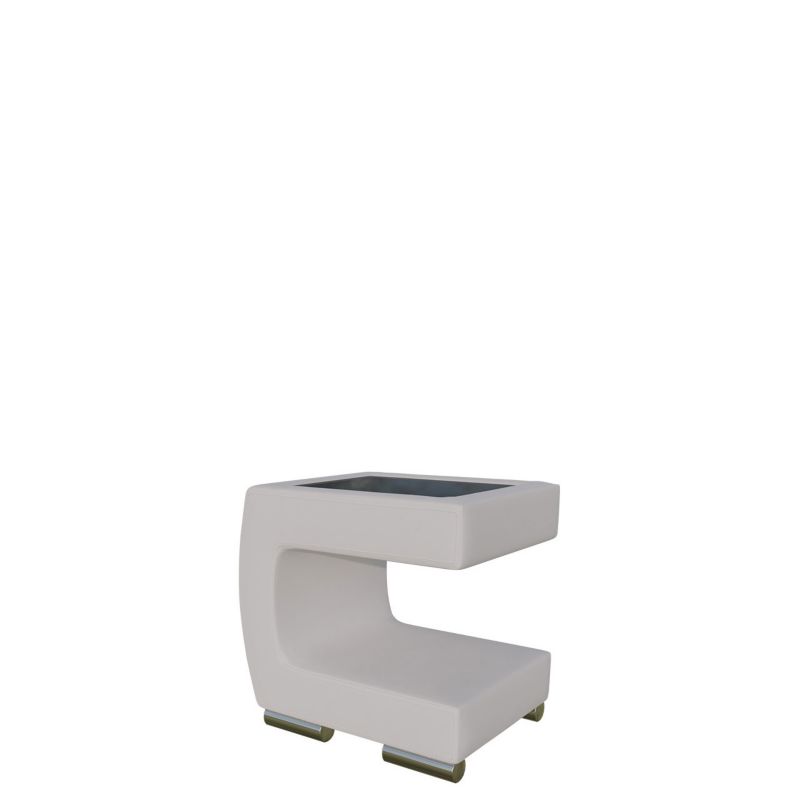 Tapicerowany stolik nocny MIRJAN 24 lewy biały + czarne szkło 1 szt.