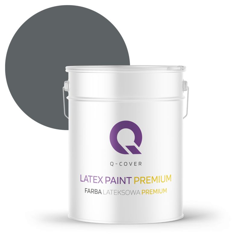 Farba Lateksowa Premium Plamoodporna do Ścian i Sufitów Q-Cover Antracyt H0912 Głęboki Mat 10L