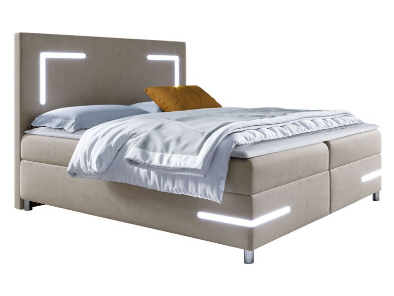 Łóżko kontynentalne MIRJAN 24 Delos LED 160x200 beżowy 1 szt.