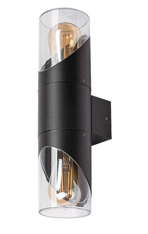 Kinkiet ścienny zewnętrzny Rabalux Novigrad czarno-przezroczysty 2 x E27 x IP54 wym: 34 x 8,5 x 12 cm - 1 szt.