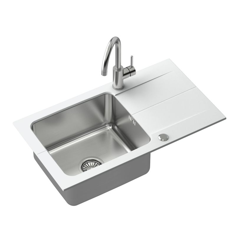 Zestaw Zlewozmywak i Bateria Quadron Edward 111 Granitowo-Stalowy Alabaster 1 szt.