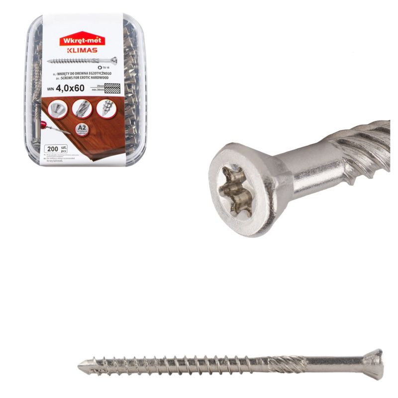 Wkręty tarasowe Klimas INOX A2 do drewna 5,0x50 mm 100szt