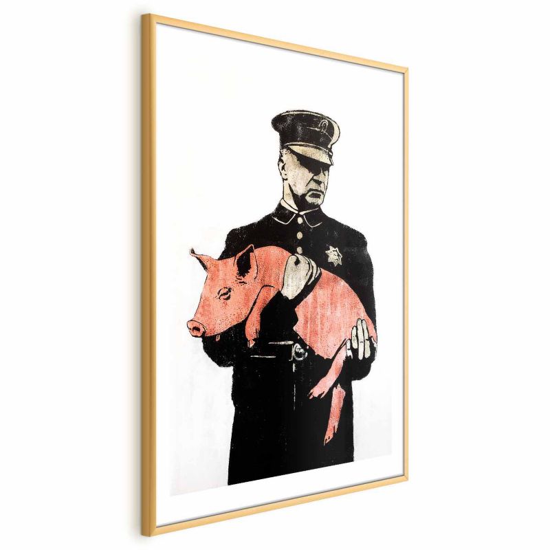 Plakat Artgeist Policyjna świnia 21x30 cm z ramą złotą 1 szt