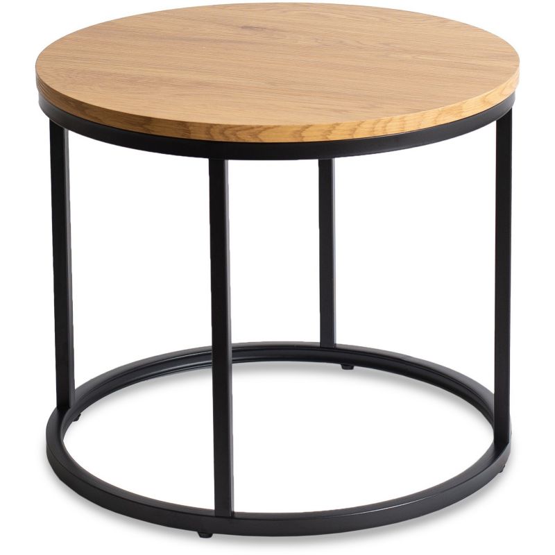 Stolik Kawowy Mebel Elite LELLA Okrągły Loft Mały Ława Mała Okrągła Dąb Złoty Czarny 1 szt
