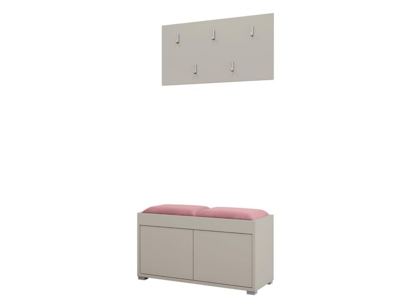 Garderoba MIRJAN 24 z siedziskiem Gesita VII beżowy/plusz pudrowy róż 1 szt.