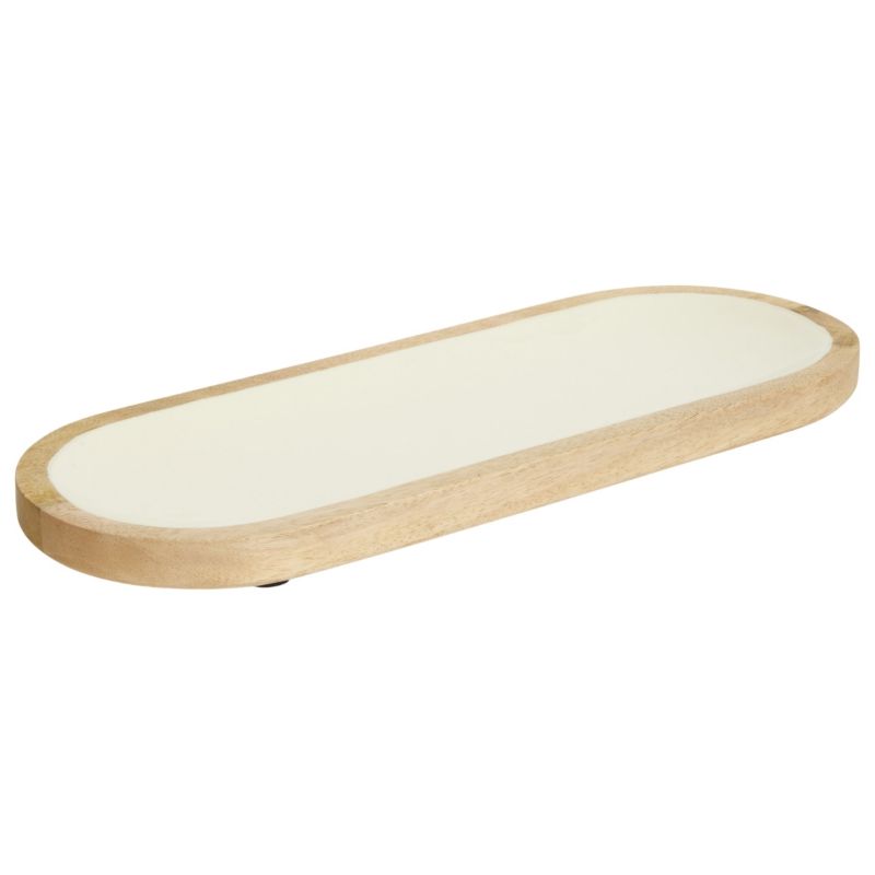 Talerz do serwowania Inaya Mango Secret de Gourmet biały drewniany 40x15 cm 1 szt.