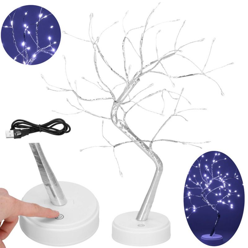 Drzewko dekoracyjne LED Springos 90 diod zimna biała, 45 cm lampka świąteczna 1 szt.