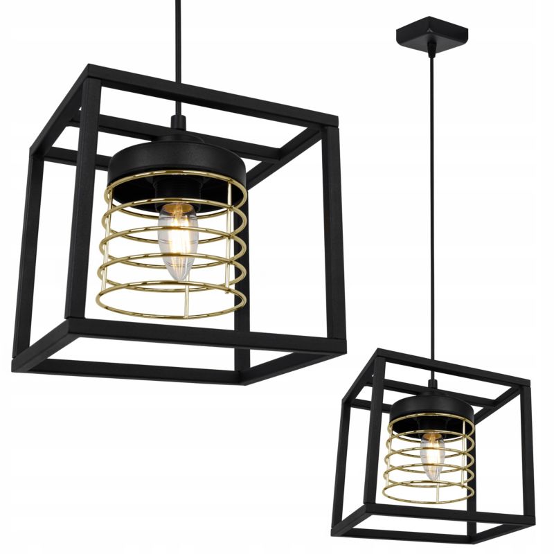 Lampa sufitowe wisząca Light Home LH Rasti Cage Klatka 1x E27 60W czarny/złoty 1szt.