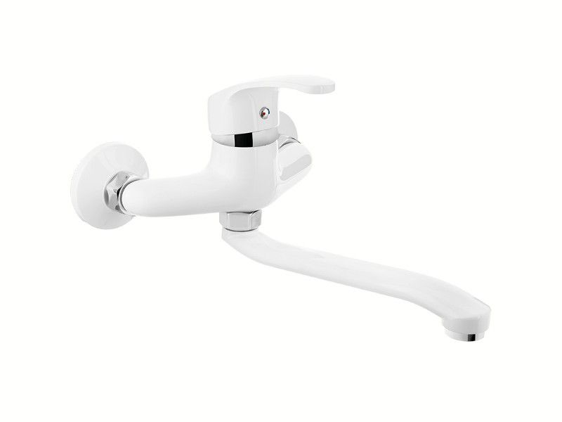 Bateria zlewozmywakowa Kuchinox ścienna Kakadu Ruchoma wylewka biała 1 szt.