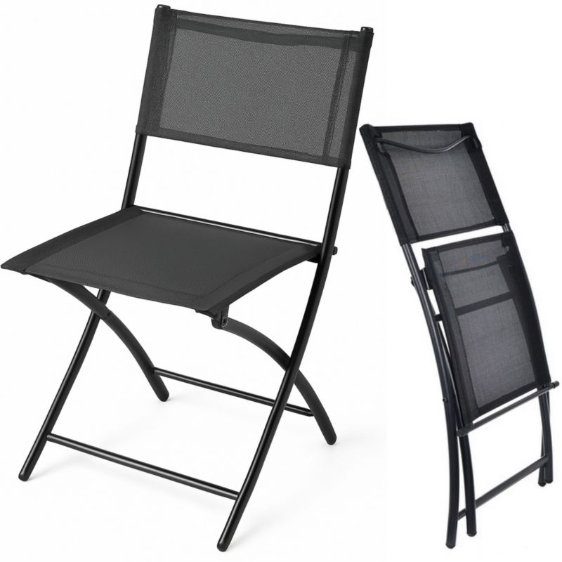 Krzesło balkonowe JUMI składane wygodne 80 cm czarne metalowe 1 szt.