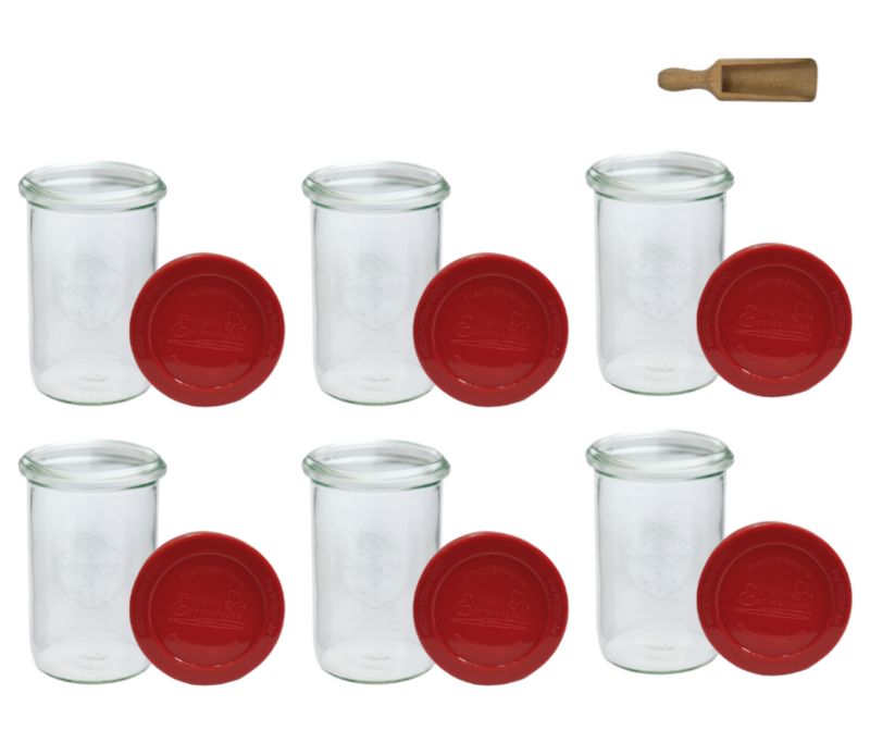 Słoiki MODO24 Weck 1050 ml fi 100 mold silikonowe wieka miarka 6 kpl.